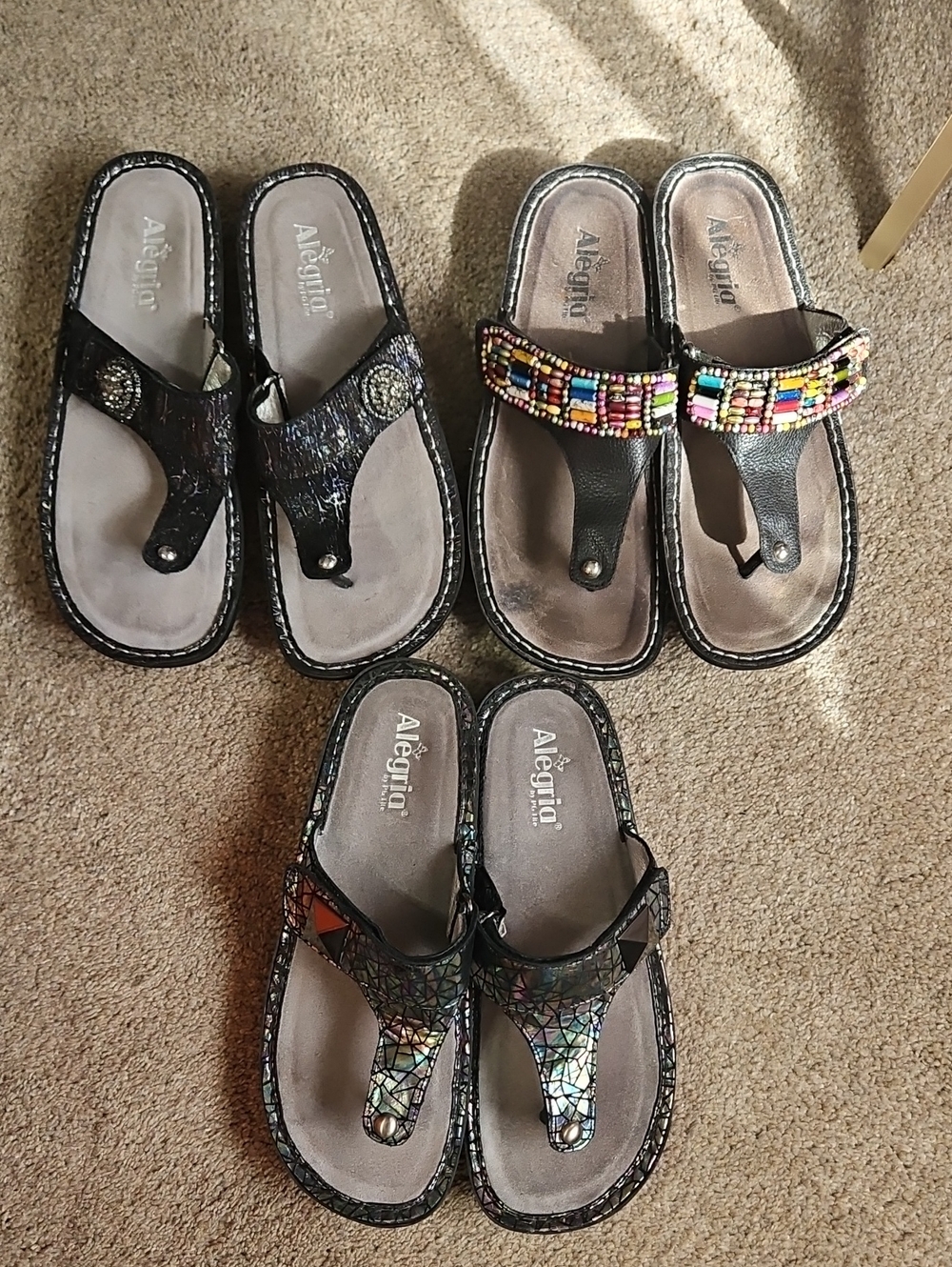 Three Pairs Of Alegria Women's Sandals